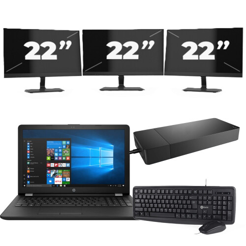 Naam:HP Laptop 15-BW000 + 3x 22 inch ...