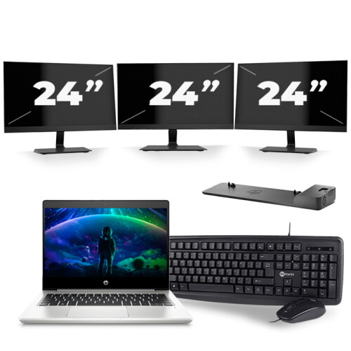 Frontend naam:HP ProBook 430 G6 + 3x 24 inch ...