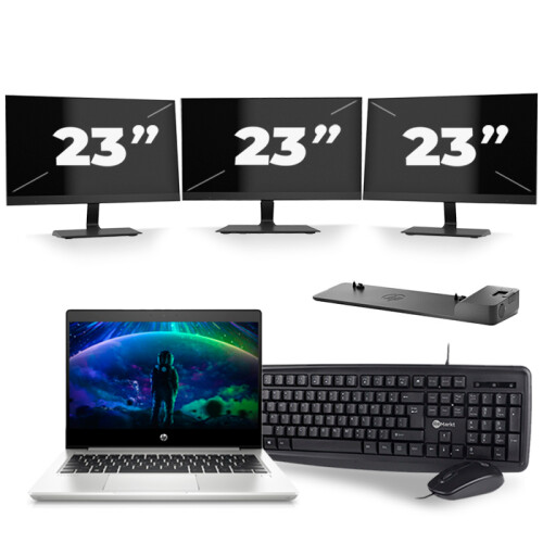 Frontend naam:HP ProBook 430 G6 + 3x 23 inch ...