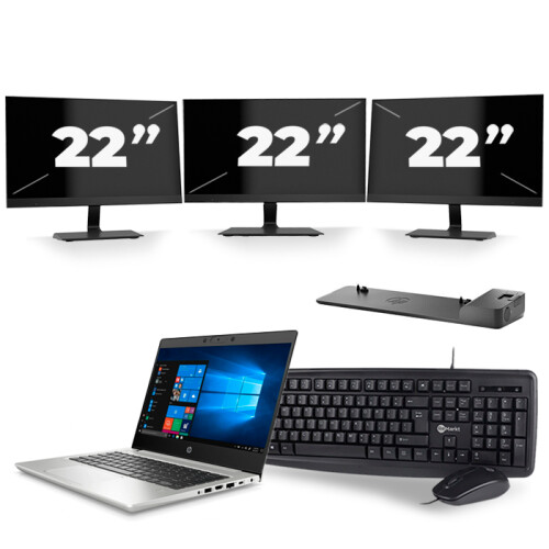Frontend naam:HP ProBook 430 G7 + 3x 22 inch ...