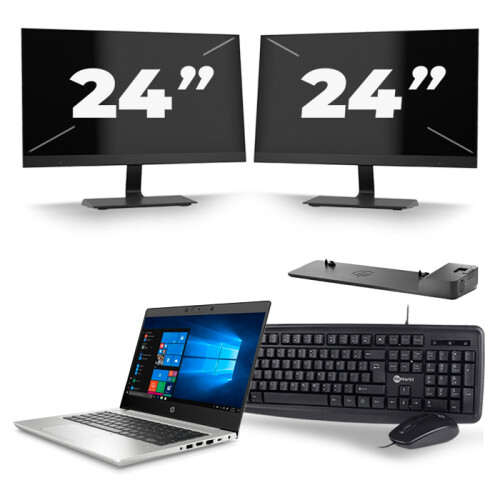 Frontend naam:HP ProBook 430 G7 + 2x 24 inch ...