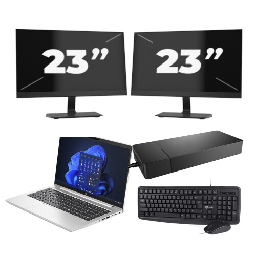 De HP ProBook 440 G10 gecombineerd met twee 23 ...