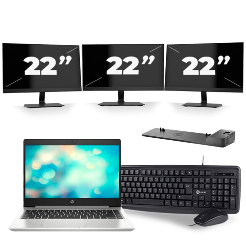 Frontend naam:HP ProBook 440 G7 + 3x 22 inch ...