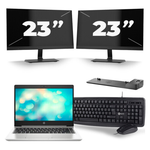 Frontend naam:HP ProBook 440 G7 + 2x 23 inch ...