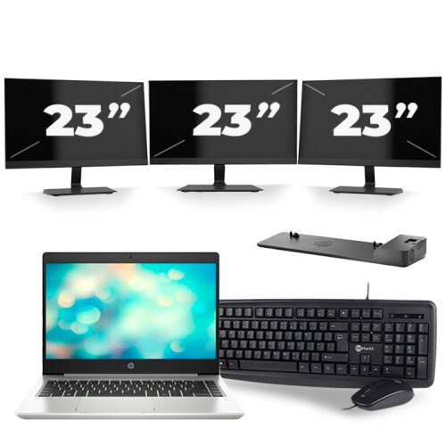 Frontend naam:HP ProBook 440 G7 + 3x 23 inch ...