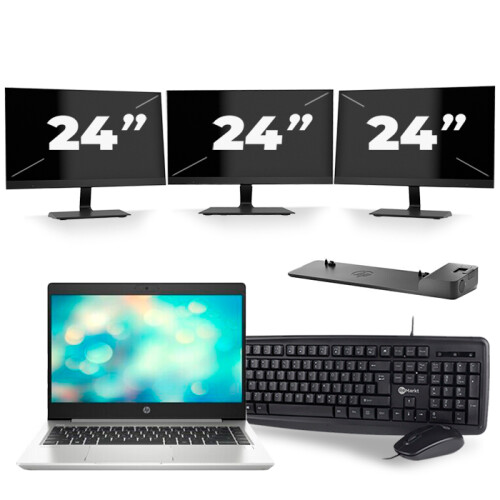 Frontend naam:HP ProBook 440 G7 + 3x 24 inch ...