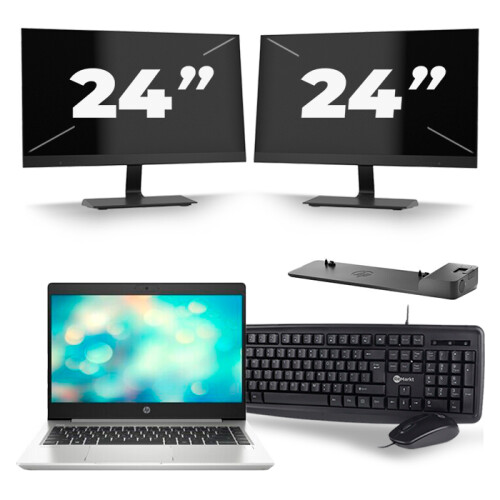 Frontend naam:HP ProBook 440 G7 + 2x 24 inch ...