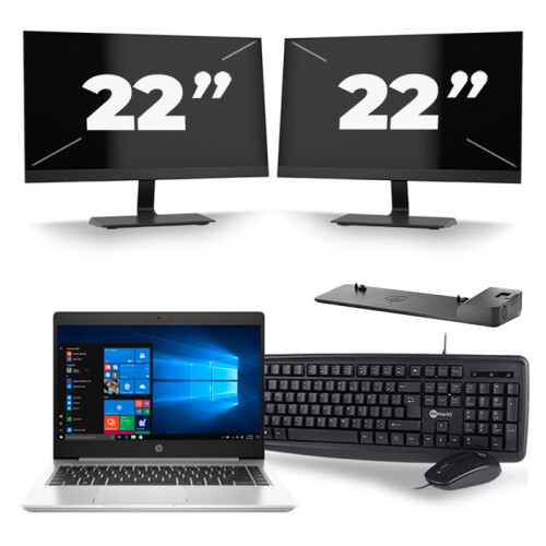 Frontend naam:HP ProBook 445 G7 + 2x 22 inch ...