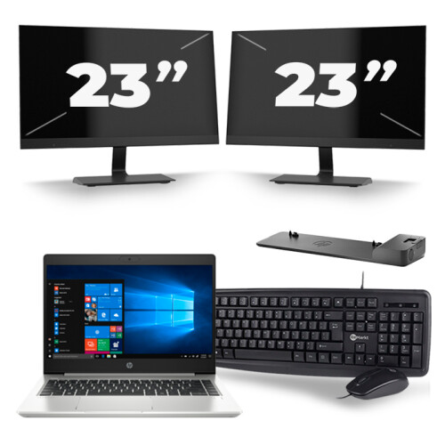 Frontend naam:HP ProBook 445 G7 + 2x 23 inch ...