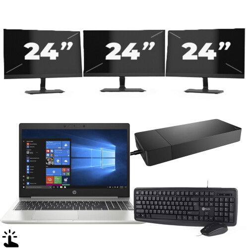Naam:HP ProBook 445 G7 + 3x 24 inch ...