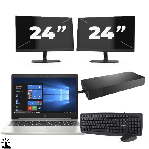 Naam:HP ProBook 445 G7 + 2x 24 inch ...