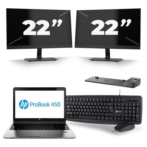 Frontend naam:HP ProBook 450 G1 + 2x 22 inch ...