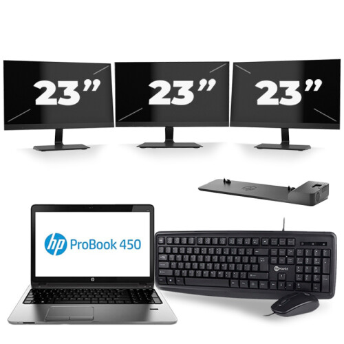 Frontend naam:HP ProBook 450 G1 + 3x 23 inch ...