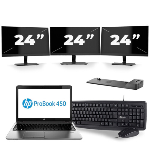 Frontend naam:HP ProBook 450 G2 + 3x 24 inch ...