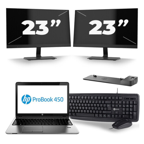 Frontend naam:HP ProBook 450 G2 + 2x 23 inch ...