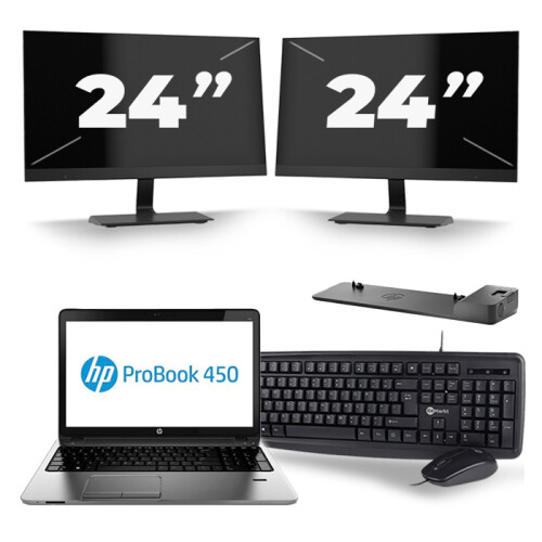 Frontend naam:HP ProBook 450 G2 + 2x 24 inch ...