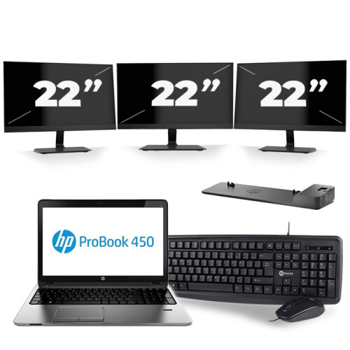 Frontend naam:HP ProBook 450 G2 + 3x 22 inch ...