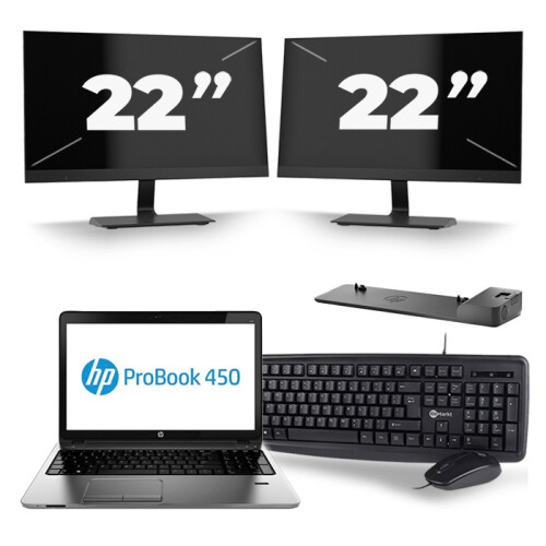 Frontend naam:HP ProBook 450 G2 + 2x 22 inch ...