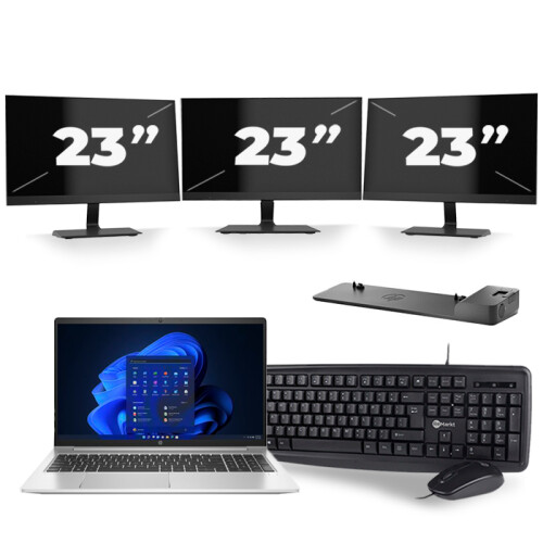 Frontend naam:HP Probook 450 G8 + 3x 23 inch ...