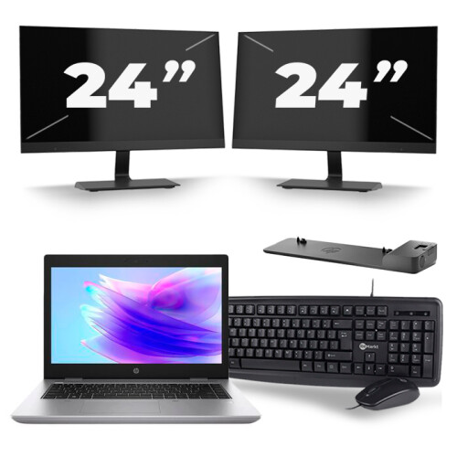 Frontend naam:HP ProBook 640 G5 + 2x 24 inch ...
