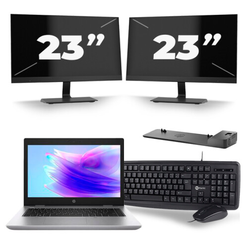 Frontend naam:HP ProBook 640 G5 + 2x 23 inch ...