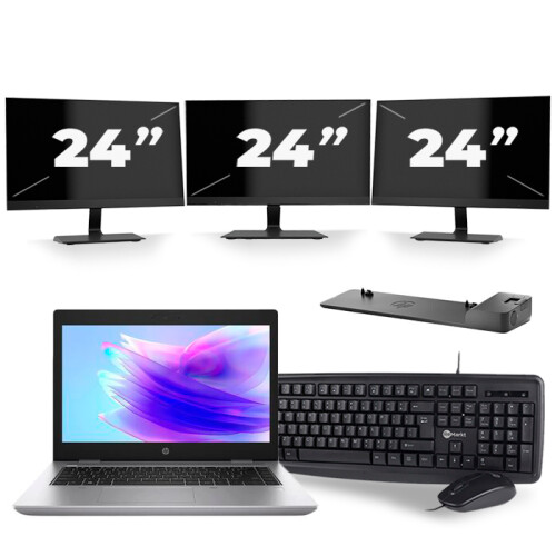 Frontend naam:HP ProBook 640 G5 + 3x 24 inch ...