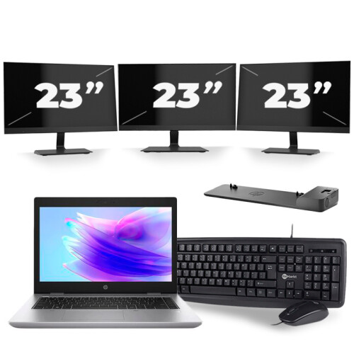 Frontend naam:HP ProBook 640 G5 + 3x 23 inch ...