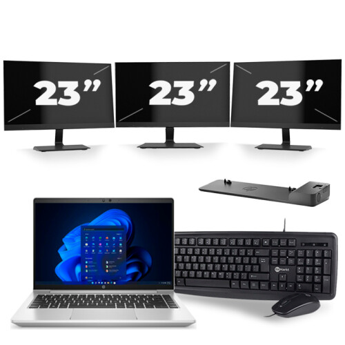 Frontend naam:HP ProBook 640 G8 + 3x 23 inch ...
