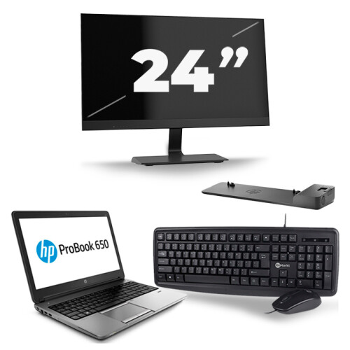 Frontend naam:HP ProBook 650 G1 + 1x 24 inch ...