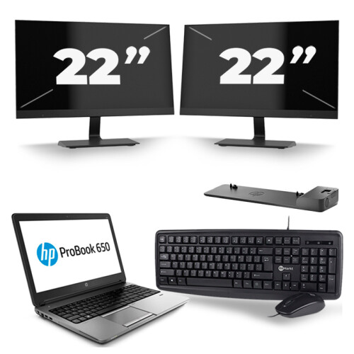 Frontend naam:HP ProBook 650 G1 + 2x 22 inch ...