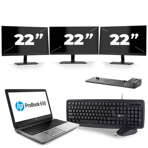 Frontend naam:HP ProBook 650 G1 + 3x 22 inch ...