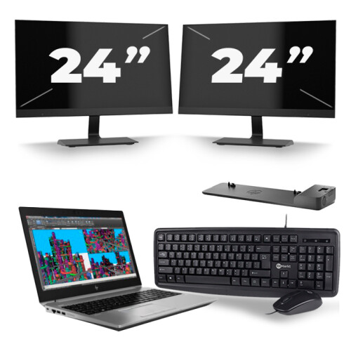Frontend naam:HP ZBook 15 G5 + 2x 24 inch ...