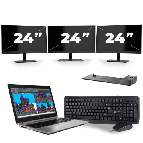 Frontend naam:HP ZBook 15 G5 + 3x 24 inch ...