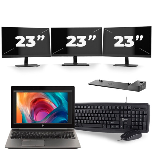 Frontend naam:HP ZBook 15 G6 + 3x 23 inch ...