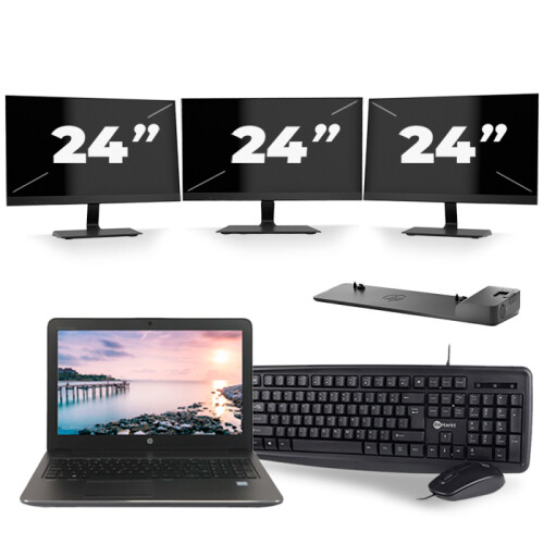 Frontend naam:HP ZBook 15u G3 + 3x 24 inch ...