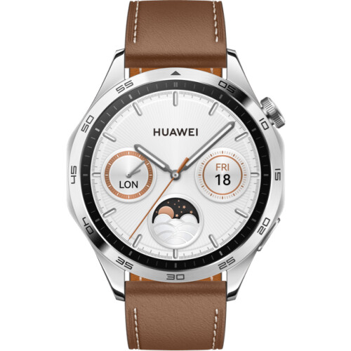 De Huawei Watch GT 4 Zilver/Bruin 46mm is een ...