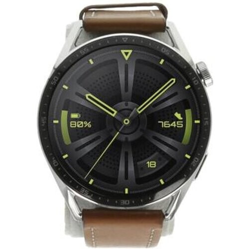 Huawei Watch GT3 46mm plata correa en piel marrón ...