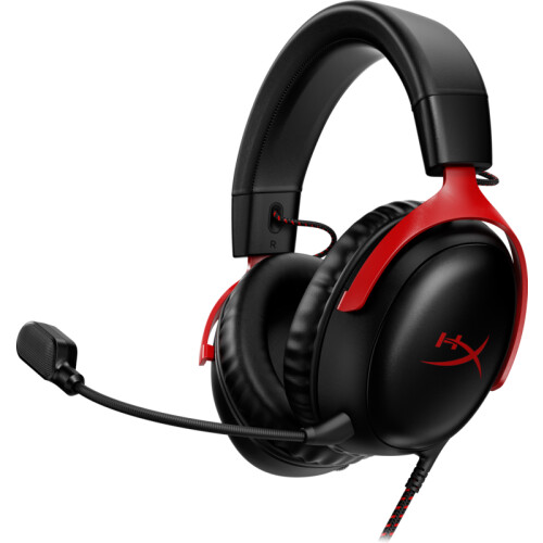 Met de rood zwarte HyperX Cloud III Wired Gaming ...