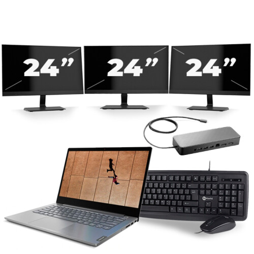 Frontend naam:Lenovo ThinkBook 14 IIL + 3x 24 inch ...