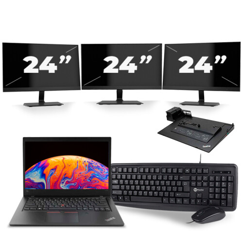 Frontend naam:Lenovo ThinkPad L480 + 3x 24 inch ...