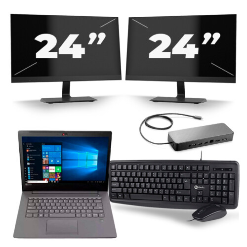 Frontend naam:Lenovo V330-14ARR + 2x 24 inch ...