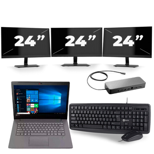Frontend naam:Lenovo V330-14ARR + 3x 24 inch ...