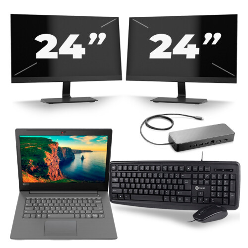 Frontend naam:Lenovo V330-14IKB + 2x 24 inch ...