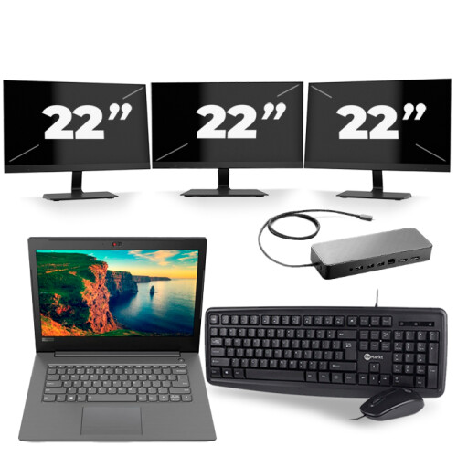 Frontend naam:Lenovo V330-14IKB + 3x 22 inch ...