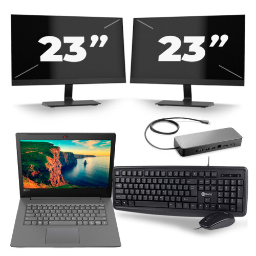 Frontend naam:Lenovo V330-14IKB + 2x 23 inch ...
