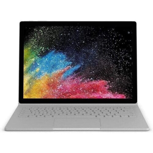 The silver Microsoft 13.5" Surface Book ...