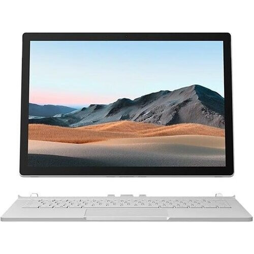 The silver Microsoft 13.5" Surface Book ...