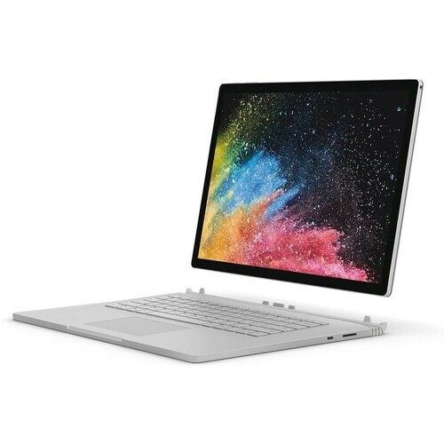 The silver Microsoft 13.5" Surface Book ...