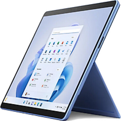 De Microsoft Surface Pro 9 in de kleur saffier ...