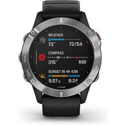 Montre cardio-GPS Garmin Fenix 6 - Argent/Noir ...